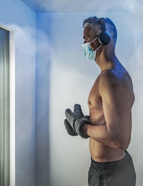 Man inside the cold chamber