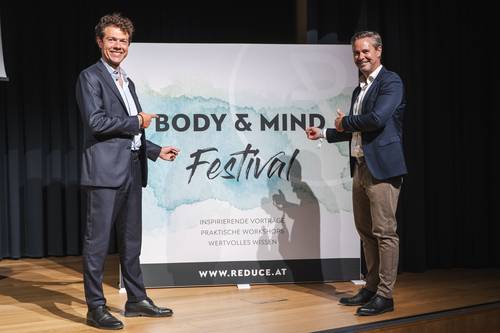 Molecular biologist Dr. Slaven Stekovic with Mag. Andreas Leitner, CEO of REDUCE —longevity takes center stage at the premiere of the REDUCE Body & Mind Festival.
