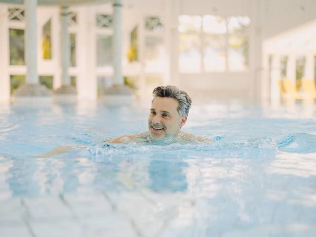 Swimming in the spacious indoor pool