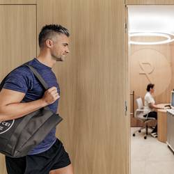 Nutritional counseling or medical consultation in a modern, bright environment.