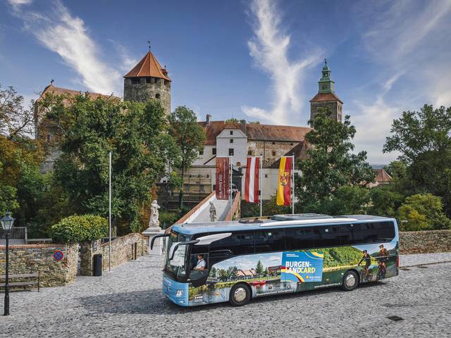 Bus in front of Schlaining Castle