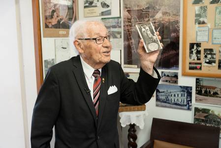 Dir. Sillner on a guided tour of the spa museum
